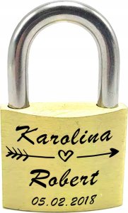 Kłódka Miłości Złota Nadruk Na Most Walentynki Upominek Dla Par Imiona 2