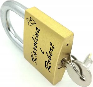 Kłódka Miłości Złota Nadruk Na Most Walentynki Upominek Dla Par Imiona 4