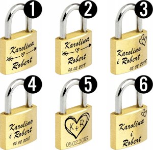 Kłódka Miłości Złota Nadruk Na Most Walentynki Upominek Dla Par Imiona 5