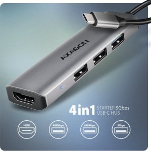 HUB USB Axagon HMC-H3A 1x HDMI  + 3x USB-A 2.0 3.2 Gen1 (HMC-H3A) 2