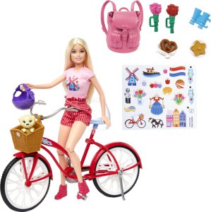 Lalka Barbie Mattel Pink Passport Barbie na rowerze z pieskiem (HWJ00) 2