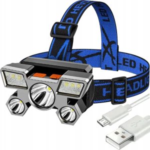 Latarka czołówka LED akumulatorowa 9 x LED mocna RC-K-1227 czarna 1