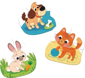 Dodo Puzzle 3w1 2-3-4 Elementy "Zwierzaki" Trzy Układanki Zwierzęta Domowe 2