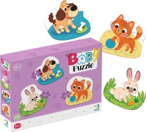Dodo Puzzle 3w1 2-3-4 Elementy "Zwierzaki" Trzy Układanki Zwierzęta Domowe 4