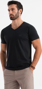 T-shirt męski V-neck SLIM FIT z elastanem i printem   czarny V1 OM-TSBC-0221 S 3