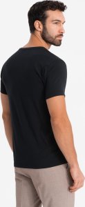 T-shirt męski V-neck SLIM FIT z elastanem i printem   czarny V1 OM-TSBC-0221 S 5