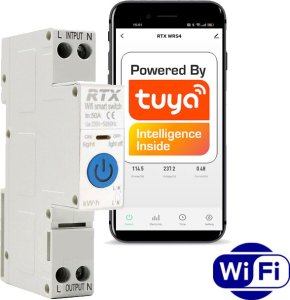 Przekaźnik Sterownik TUYA 40A DIN WiFi POMIAR ENER 1
