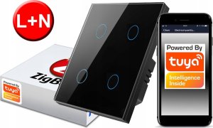Włącznik Dotykowy ZigBee TUYA 4obw. czarny# L+N 1