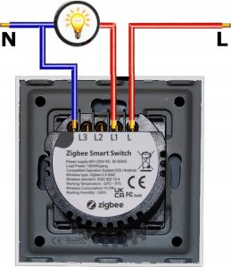 Włącznik Dotykowy ZigBee TUYA 4obw. czarny# L+N 15