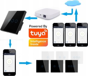 Włącznik Dotykowy ZigBee TUYA 4obw. czarny# L+N 8