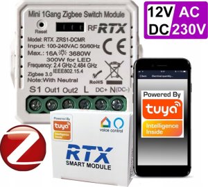 Sterownik Przekażnik BEZNAPIĘCIOWY ZigBee TUYA +RF zasilanie 12V / 230V 1