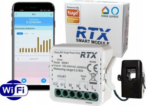 Licznik energii -miernik napięcia prądu mocy z przekładnikiem 80A WiFi Tuya 1