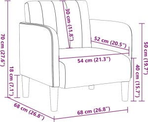 vidaXL Sofa Fotel z Podłokietnikami Ciemnoszary 54 cm Aksamit 8