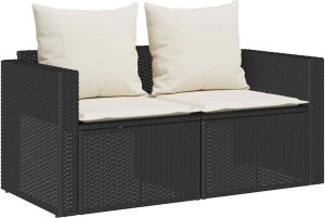 vidaXL vidaXL 5-częściowy zestaw ogrodowy z poduszkami, składany, czarny 5