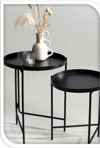 Home Styling Collection Zestaw dwóch stolików pomocniczych z metalu, Ø 31cm, Ø 36 cm 2