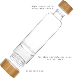 Butelka szklana z kamieniami kwarcu różowego YEYE 12