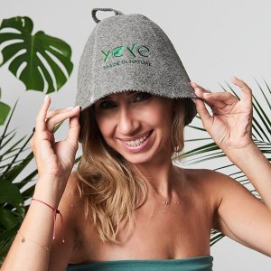 Czapka do sauny szara z 100% naturalnej wełny filcowej uniwersalna 1
