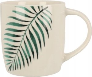 Kubek porcelanowy na ciepłe i zimne napoje 325ml Biały z zielonym liściem 1