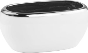 Osłonka ceramiczna rynna biało-srebrna na kwiaty 27 cm 1