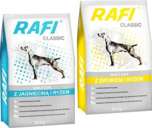 Sucha karma dla psa Rafi Classic z drobiem i ryżem oraz jagnięciną i ryżem mix 2 x 10 kg 1