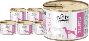 Mokra karma weterynaryjna dla psa z cukrzycą 4Vets Natural Diabetes zestaw 6 x 185 g 1