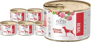 Mokra karma weterynaryjna dla psa z niewydolnością nerek 4Vets Natural Renal zestaw 6 x 185 g 1