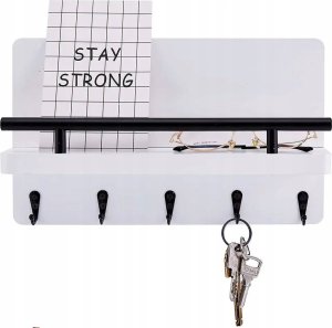 Półka Ścienna z Wieszakami UBRANIA KLUCZE BIAŁA 2
