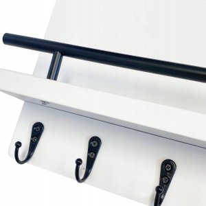 Półka Ścienna z Wieszakami UBRANIA KLUCZE BIAŁA 3