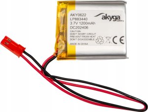 Akumulator Li-Po LP883440 Akyga AKY0622 3.7V / 1200mAh PCM złącze JST 2-Pin 150mm 1