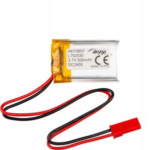 Akumulator Li-Po LP752030 Akyga AKY0657 3.7V / 300mAh PCM złącze JST 2-Pin 150mm 1