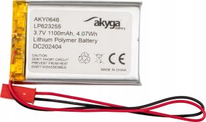 Akumulator Li-Po LP623255 Akyga AKY0646 3.7V / 1100mAh PCM złącze JST 2-Pin 150mm 1
