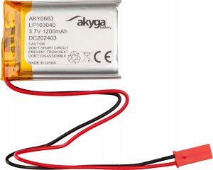 Akumulator Li-Po LP103040 Akyga AKY0663 3.7V / 1200mAh PCM złącze JST 2-Pin 150mm 1