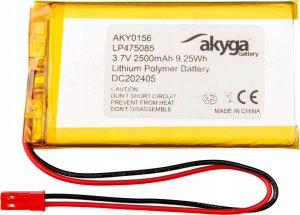 Akumulator Li-Po LP475085 Akyga AKY0156 3.7V / 2500mAh PCM złącze JST 2-Pin 150mm 1