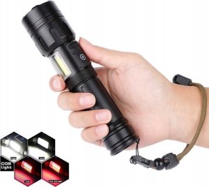 LATARKA POWERBANK Taktyczna Czerwone Światło LED COB ZOOM Ładowana USB 4394 1
