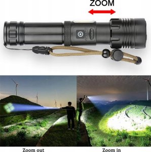 LATARKA POWERBANK Taktyczna Czerwone Światło LED COB ZOOM Ładowana USB 4394 4