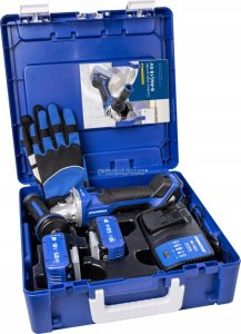 SZLIFIERKA KĄTOWA 18V, 125MM, REGULACJA OBROTÓW, 2X AKUMULATOR 5,0AH, SZYBKA ŁADOWARKA 6,5A, RAWLCASE 8