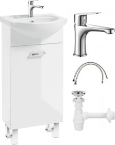 Szafka łazienkowa laminowana z umywalką 40x80 na nóżkach z baterią i syfon 1