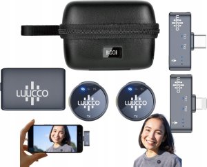 2x Mikrofon Krawatowy Bezprzewodowy 3w1 na iPhone Lightning + USB-C + 3,5mm / AirWave / Combo 1