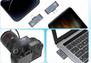Mikrofon Luucco 2x Mikrofon Krawatowy Bezprzewodowy 3w1 na iPhone Lightning + USB-C + 3,5mm / AirWave / Combo 6