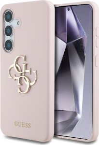 Etui Guess Silicone Big 4G Logo Bottom    Script Samsung Galaxy S25 różowy 1