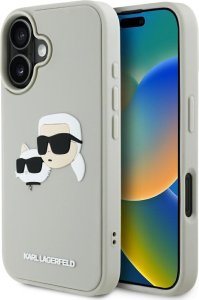Etui Karl Lagerfeld HC 3D Rubber Double   Heads do iPhone 16 beżowy 1