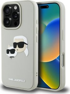 Etui Karl Lagerfeld HC 3D Rubber Double   Heads do iPhone 16 Pro beżowy 1