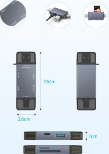Czytnik kart pamiÄci USB USB-C 3.0 hub PRO 6w1 SD/MicroSD 4