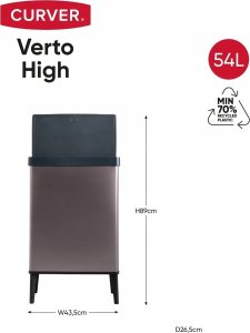 Kosz na śmieci Curver na przycisk 54L różowe złoto (261010) 4