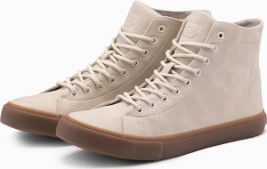 Buty męskie trampki za kostkę z gumową podeszwą  kremowe V1 OM-FOTH-0187 45 1