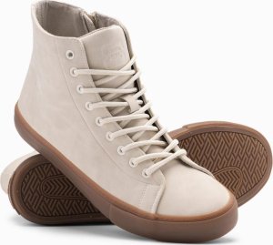 Buty męskie trampki za kostkę z gumową podeszwą  kremowe V1 OM-FOTH-0187 45 2