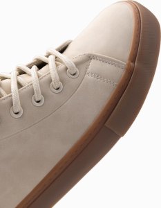 Buty męskie trampki za kostkę z gumową podeszwą  kremowe V1 OM-FOTH-0187 45 3