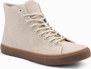 Buty męskie trampki za kostkę z gumową podeszwą  kremowe V1 OM-FOTH-0187 45 5