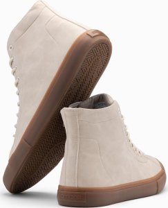 Buty męskie trampki za kostkę z gumową podeszwą  kremowe V1 OM-FOTH-0187 45 6