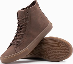 Buty trampki męskie za kostkę z gumową podeszwą  brązowe V4 OM-FOTH-0187 40 1